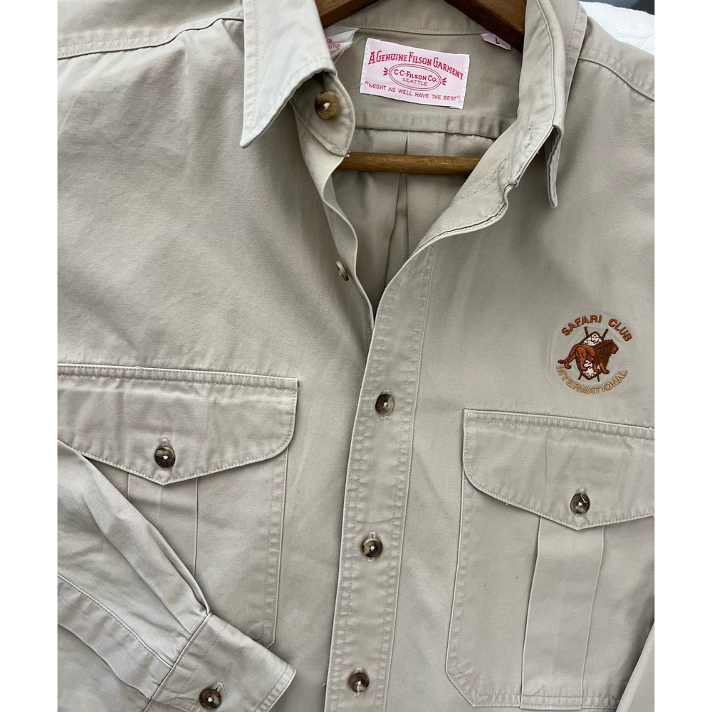 CC Filson Vintage 1997 Poplin Safari Cloth Shirt 6oz Size Large -- Extra Long‎
